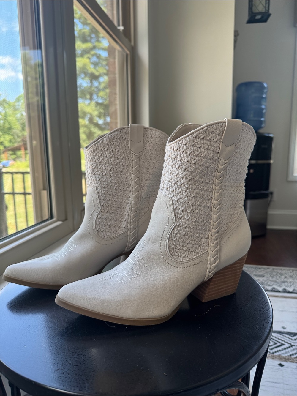 Dolce Vita Cream Braided Western Ankle Boots